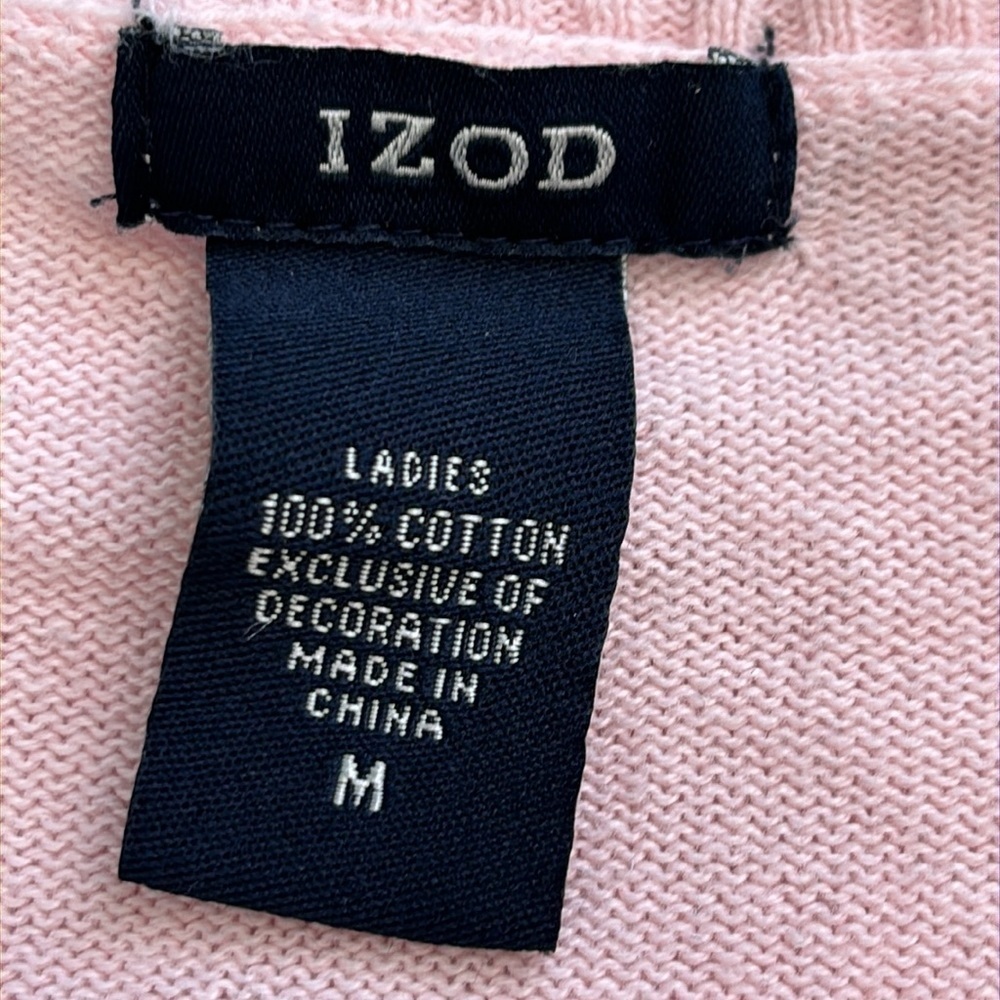 Izod Pink and Tan Argyle Crewneck Sweater Size Medium - Picture 8 of 11